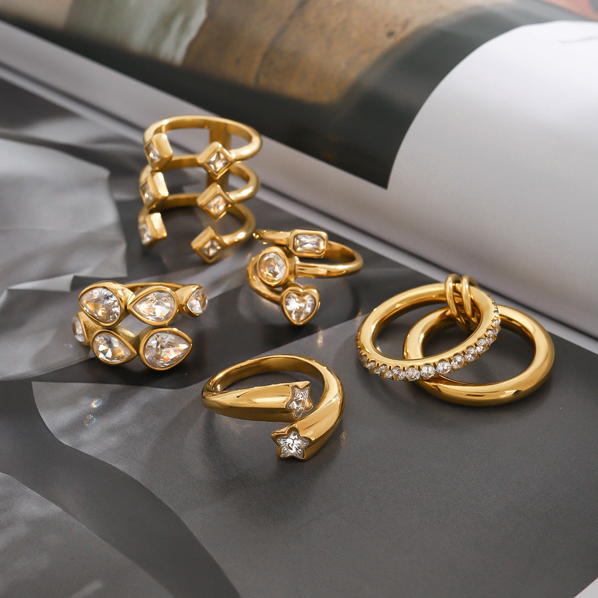 Stainless Steel Cubic Zirconia Ring