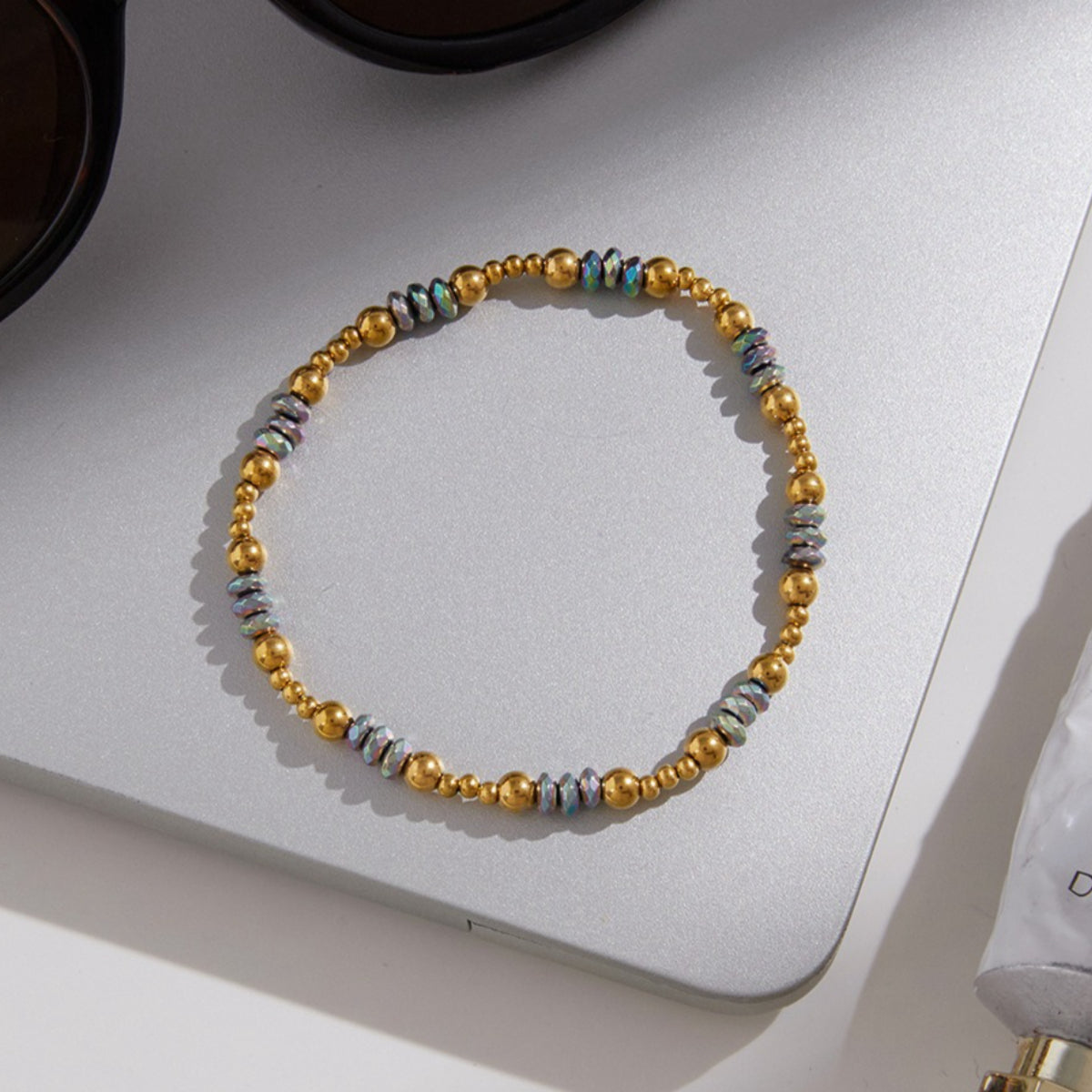 Vintage Gold Layered Bracelet Set – Water Drop, Star & Bead Chains