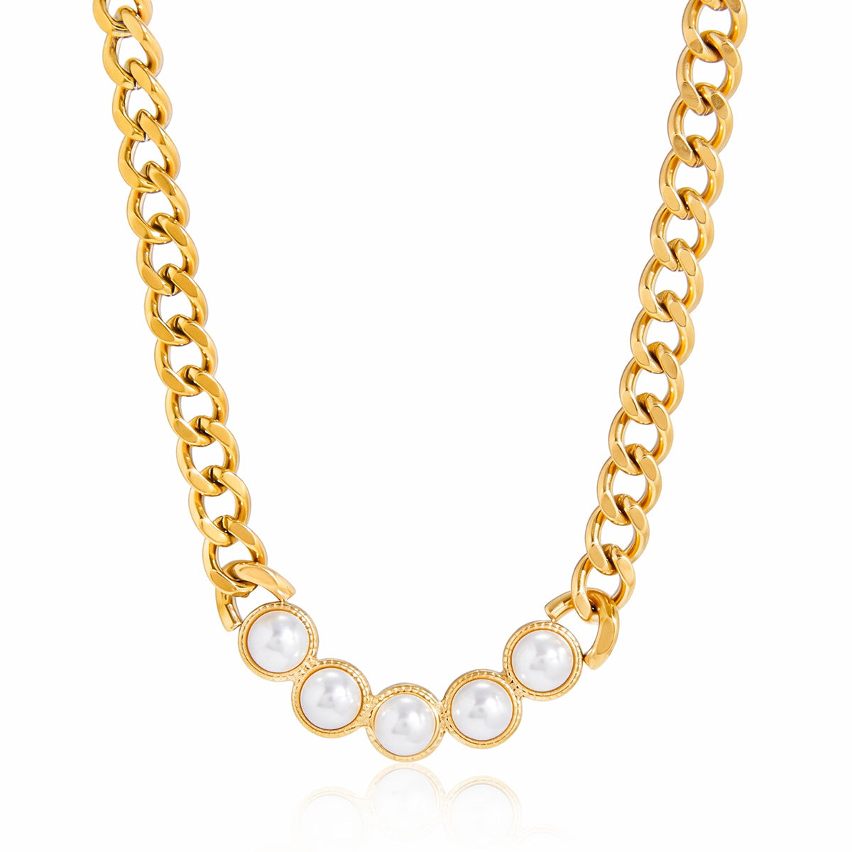 Gold - Plated Necklace with Pearl Accents