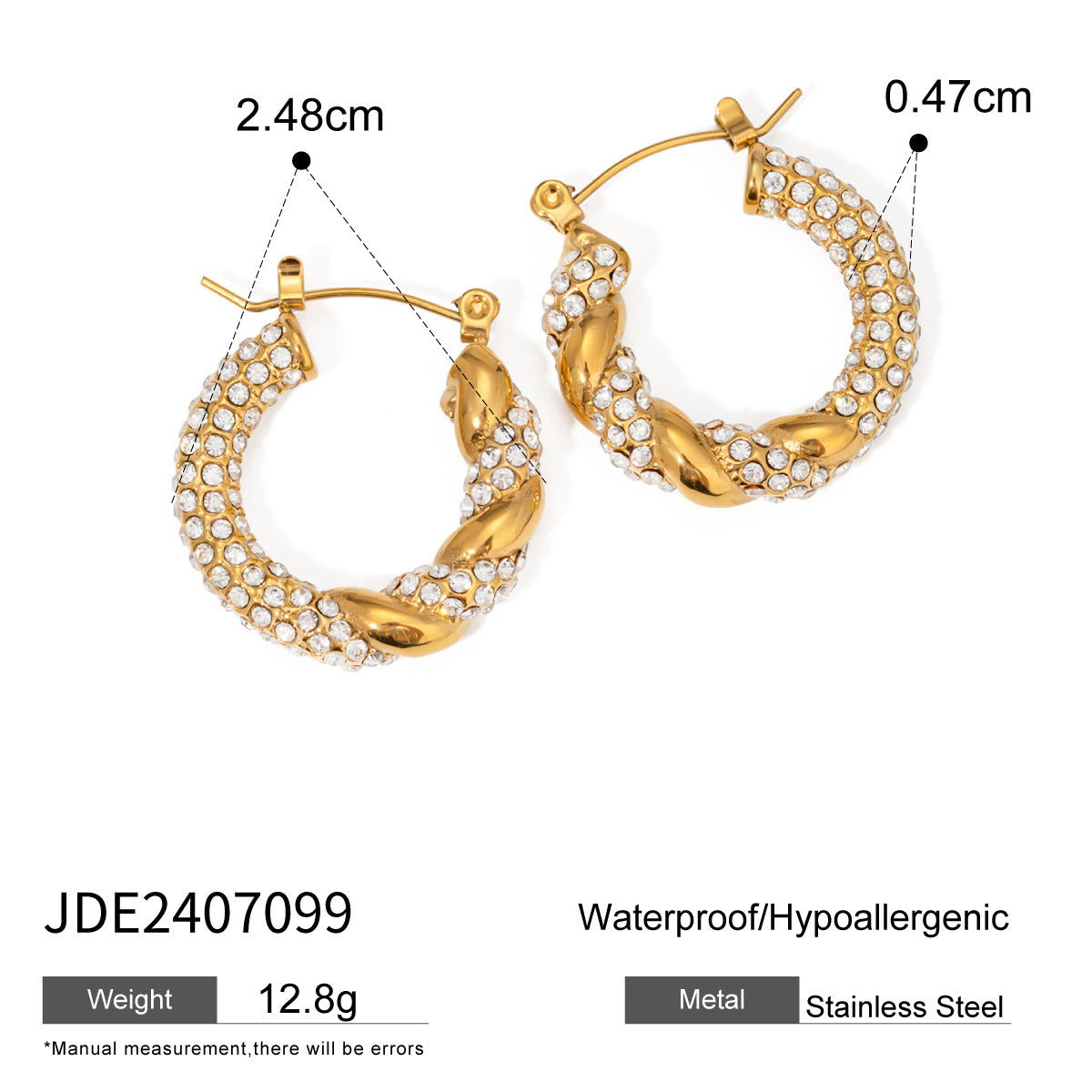 Stainless Steel Double C Hoop Earrings