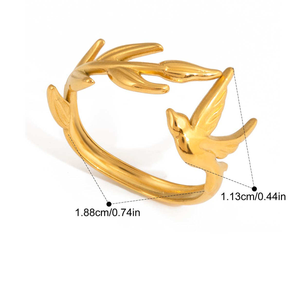 Gold Flying Bird Ring – Open Band Statement Ring for Women