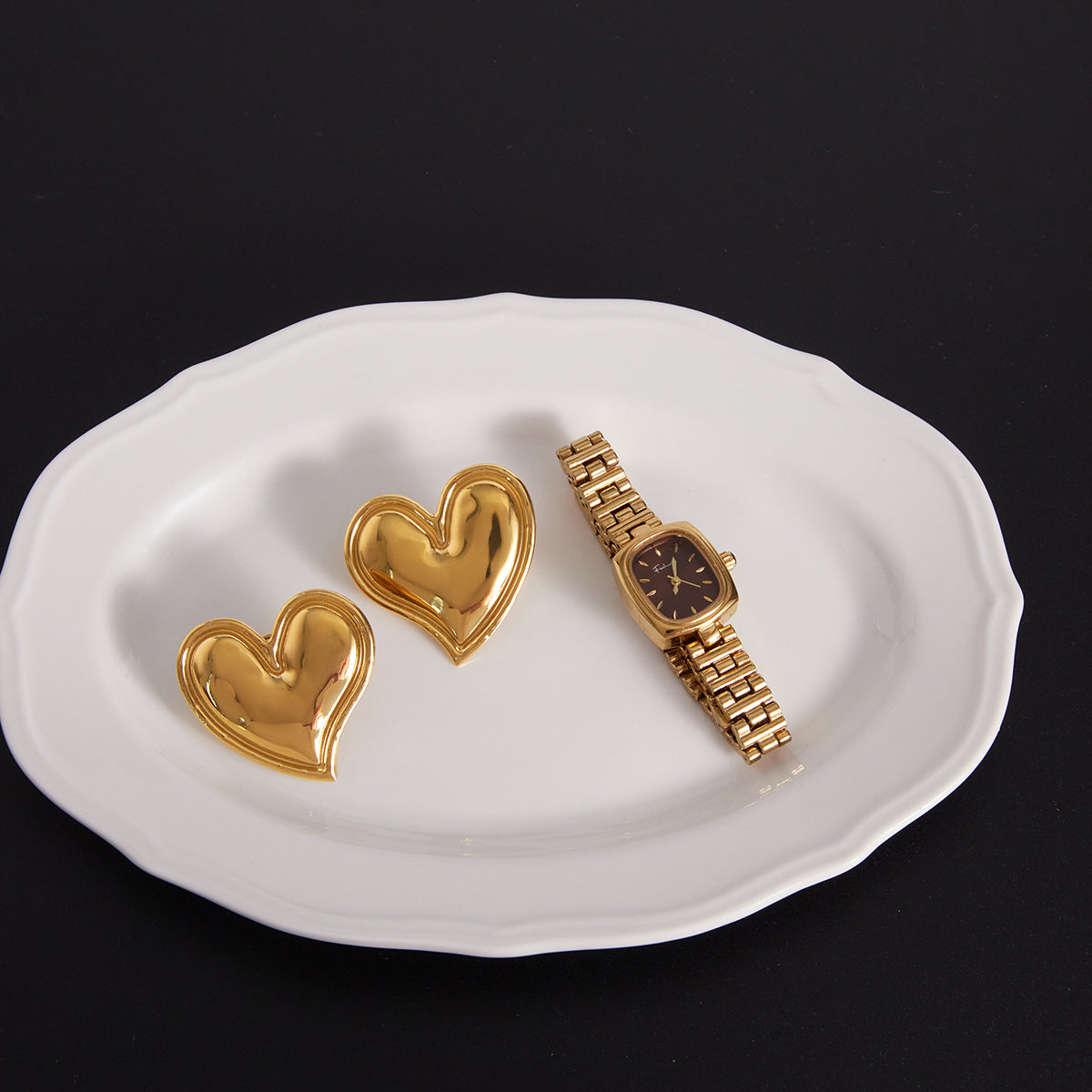 Stainless Steel Heart Stud Earrings