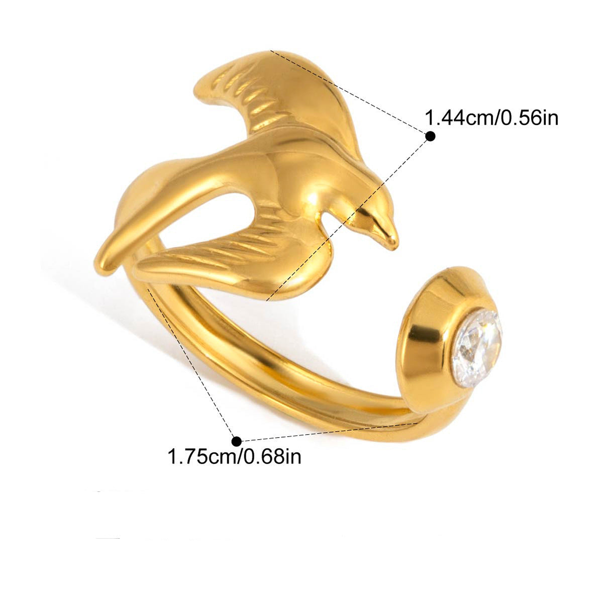 Gold Flying Bird Ring – Open Band Statement Ring for Women
