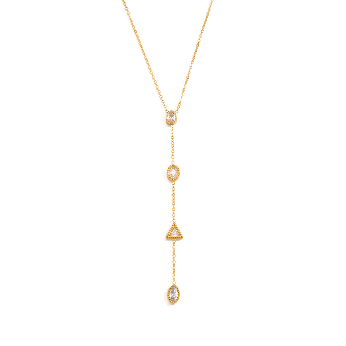 Layered Gold - Tone Necklace with Crystal Accents