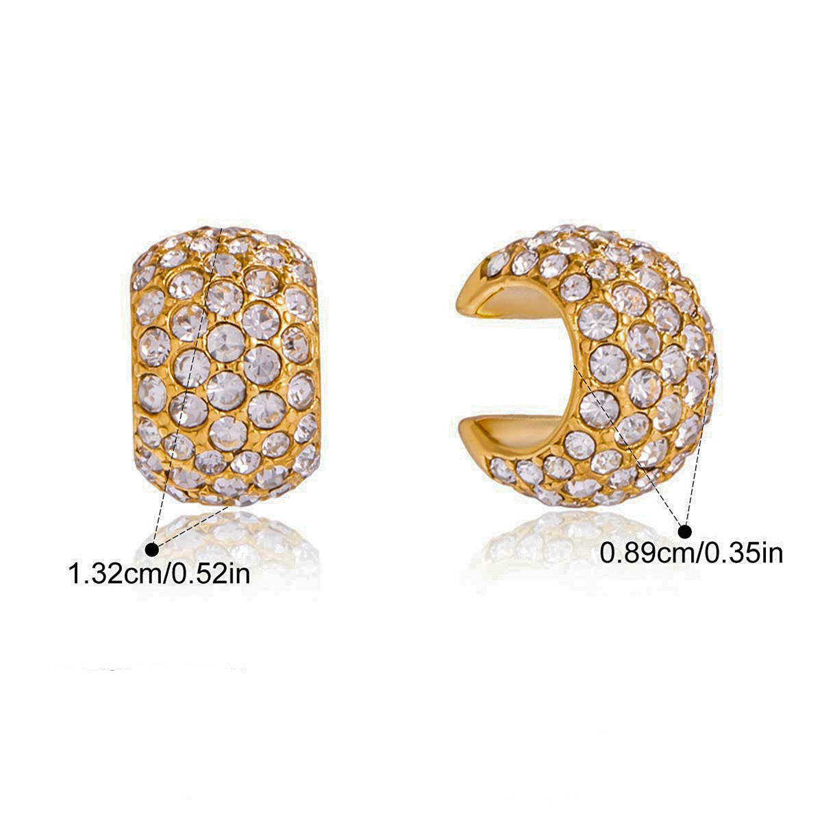 Dazzling Gold - Plated Ear Cuff with Sparkling Crystals