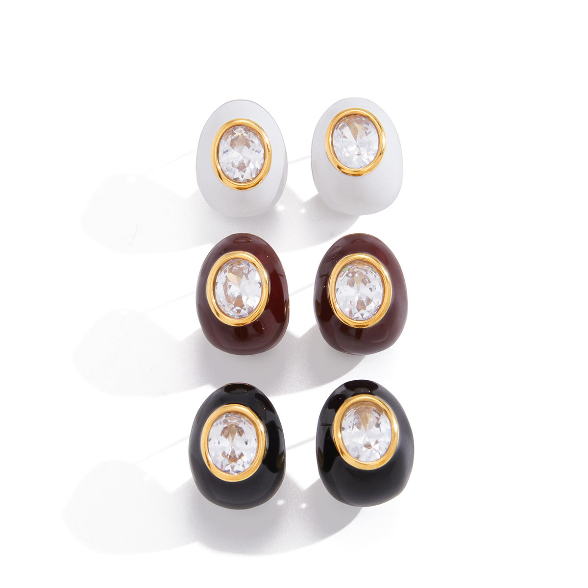 Stainless Steel Drip-Style Zircon Teardrop Earrings