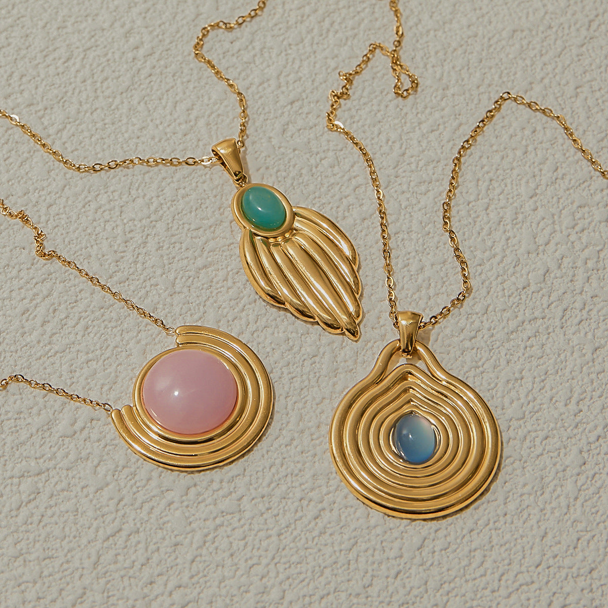 Elegant Gold - toned Necklaces with Colorful Gemstone Pendants
