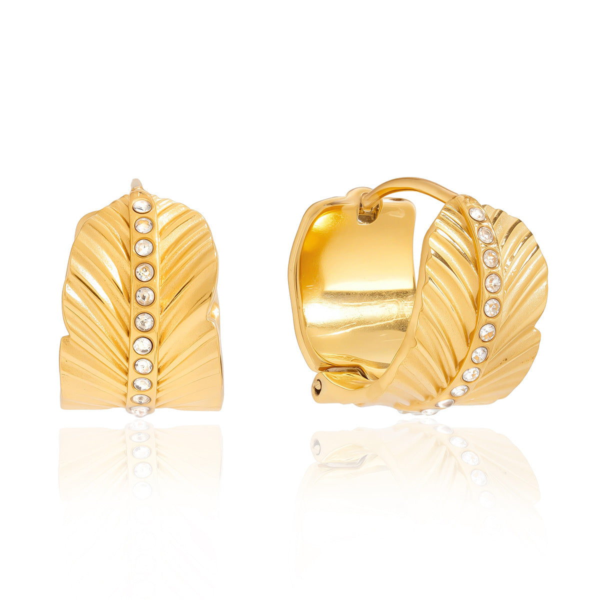 Stainless Steel White CZ Stud Earrings