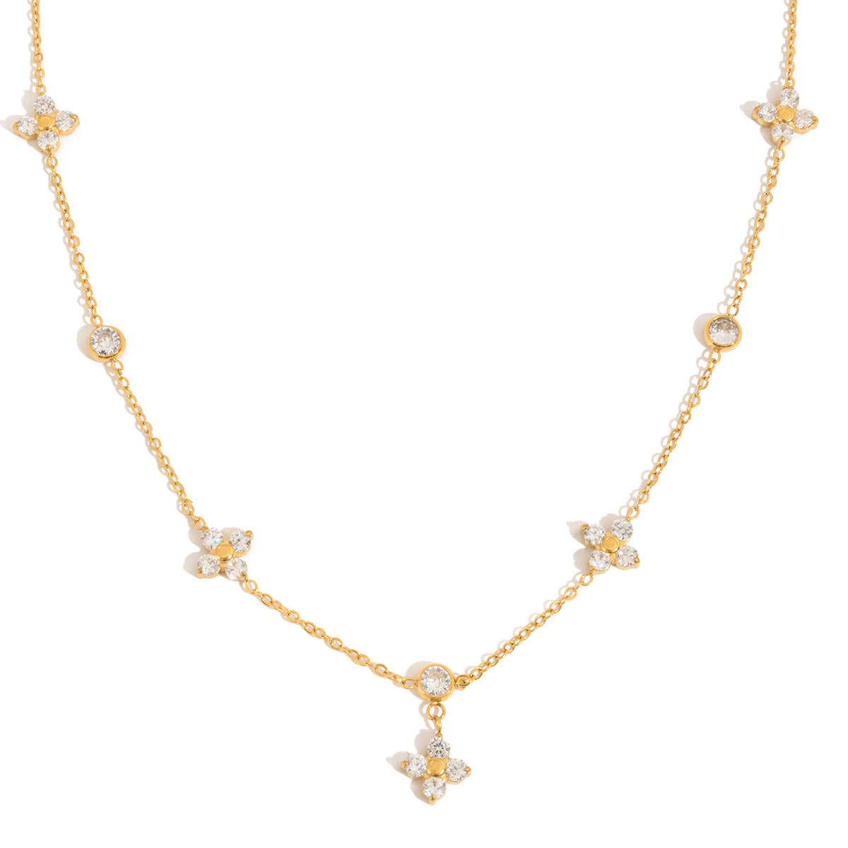 Delicate Flower - Shaped Diamond Necklace for Women