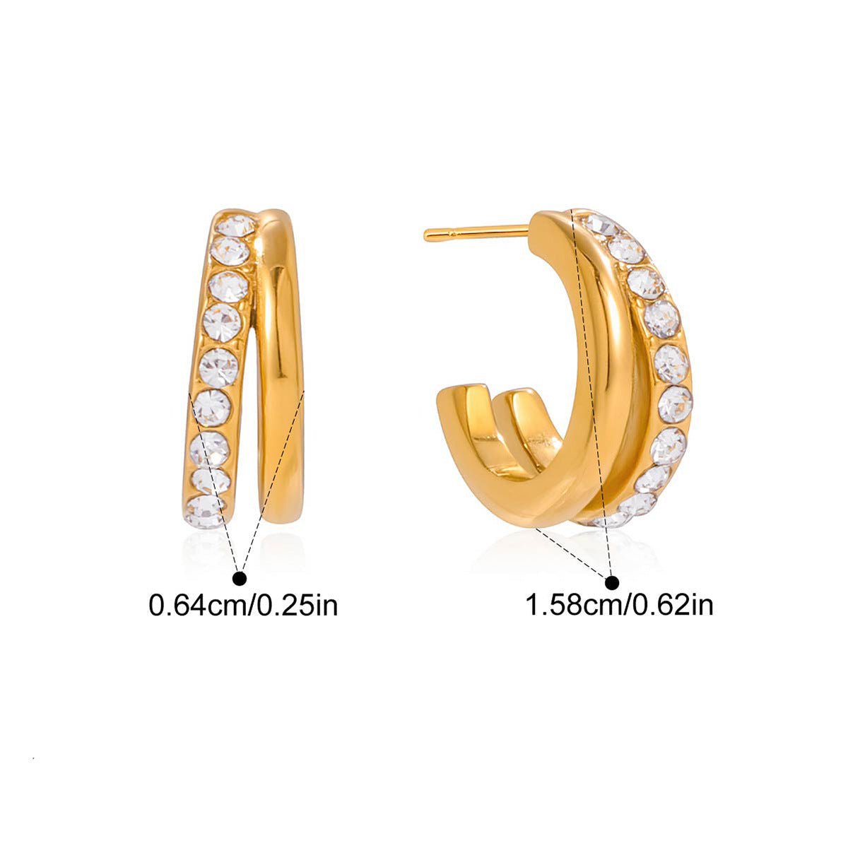 Dazzling Gold - Plated Ear Cuff with Sparkling Crystals
