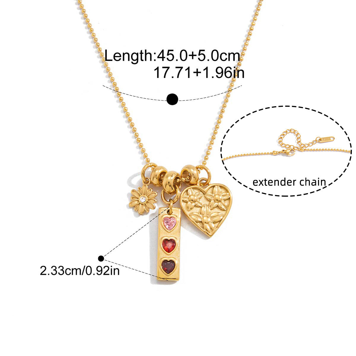 Heart & Butterfly Charm Necklace – Dainty Gold Necklace for Women, Meaningful Gift Jewelry