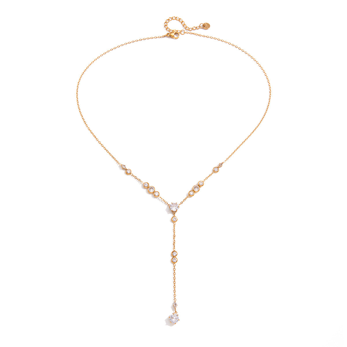 Gold Plated Cubic Zirconia Y-Necklace
