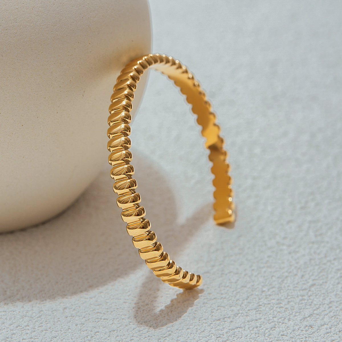 Gold Layered Bracelet Set with Braided, Cuban, Wave, Beaded & Plain Bangles