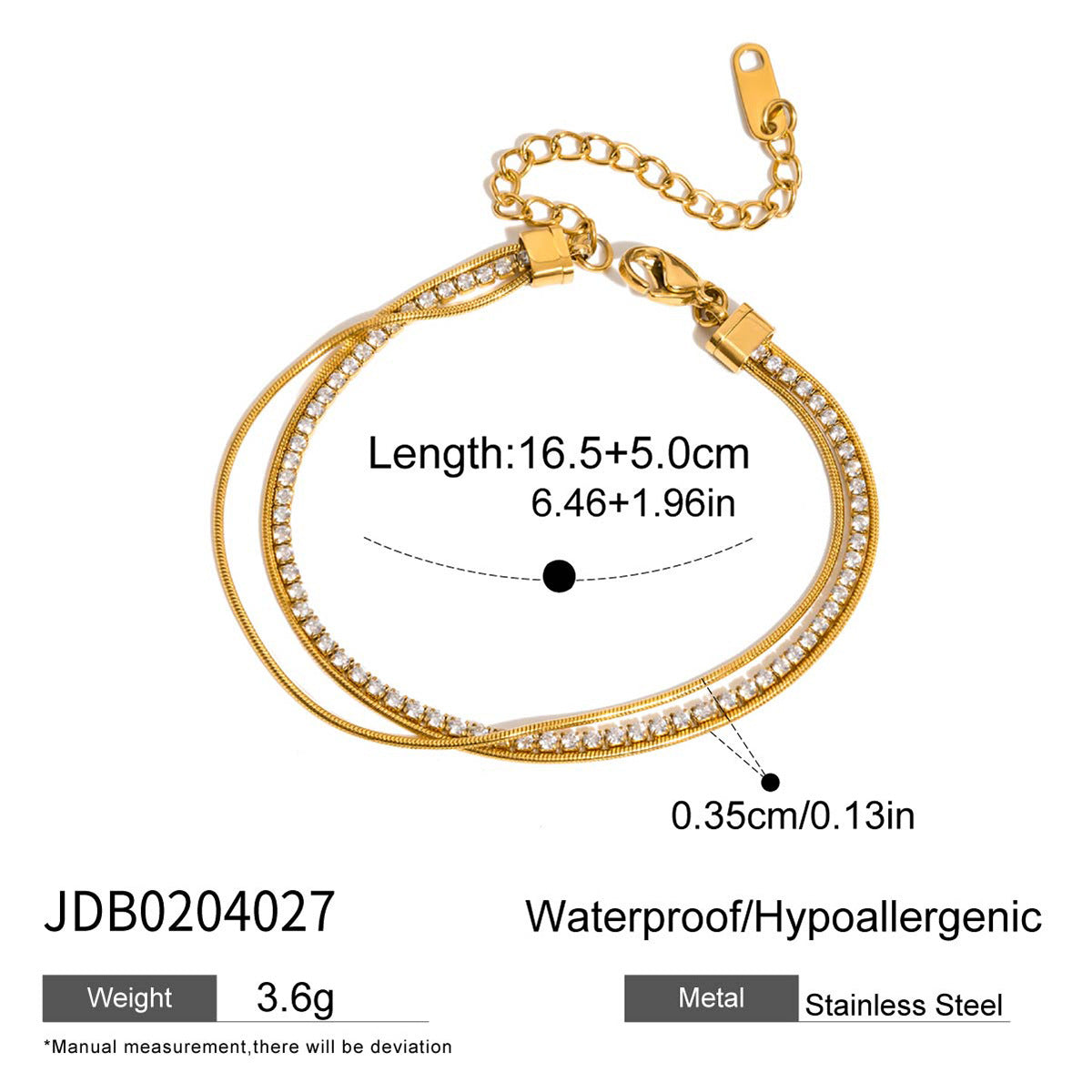 Gold Layered Chain Bracelet Set with Red Enamel Heart