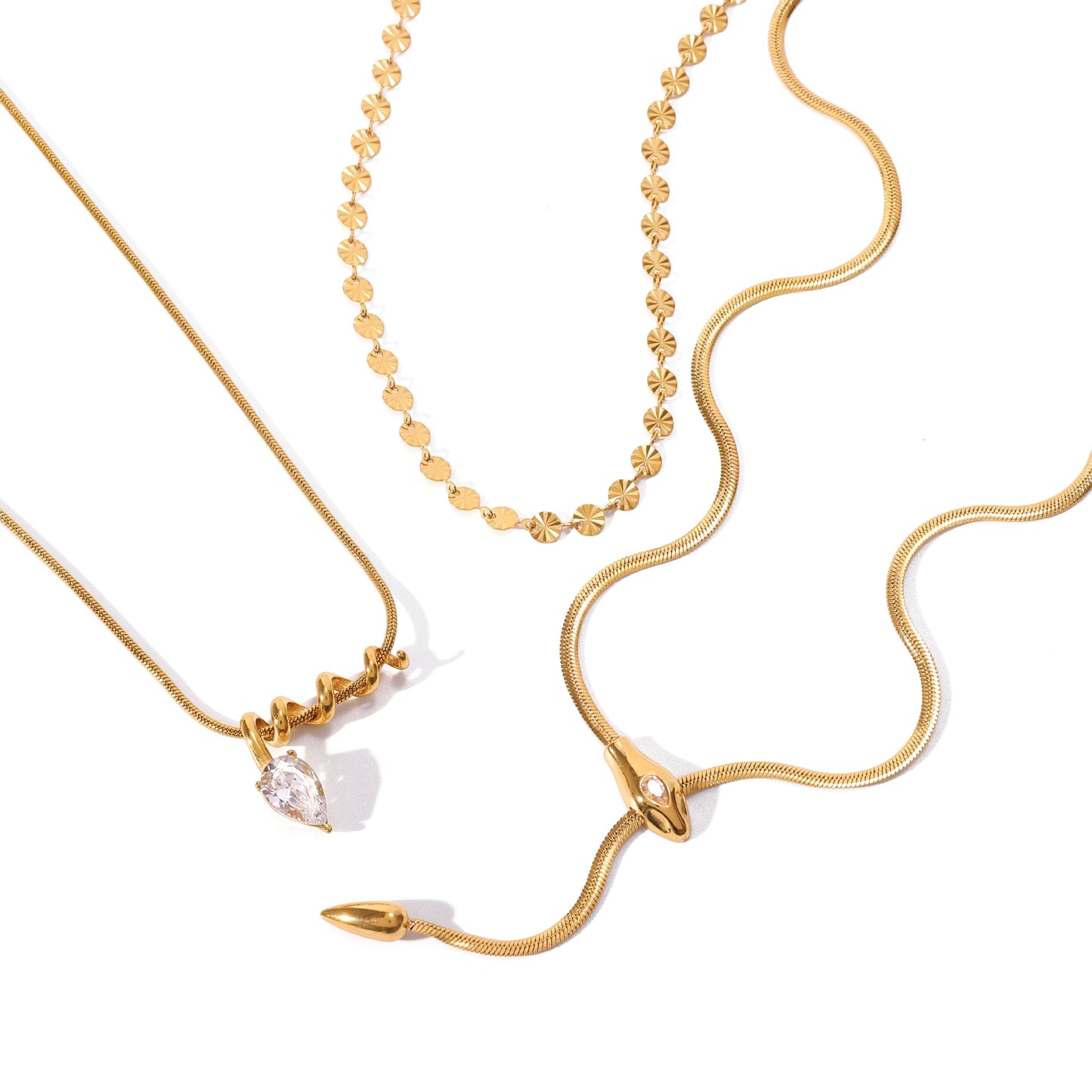 Layered Gold - Tone Necklace with Pendant