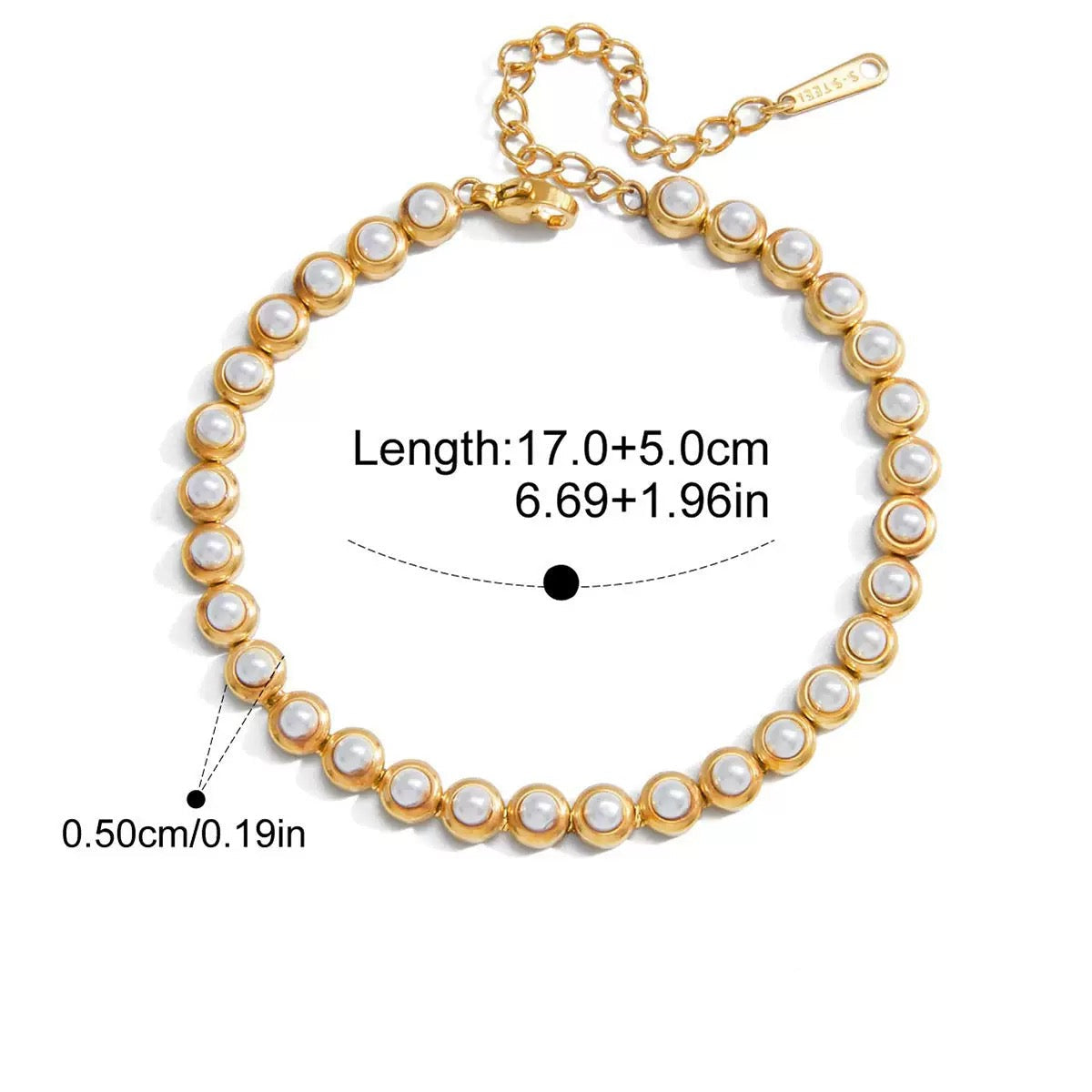 Gold-Tone Pearl & Cubic Zirconia Tennis Choker Necklace