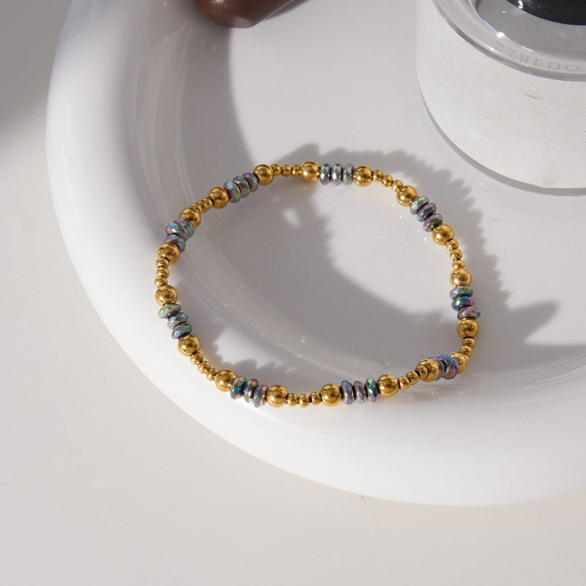 Vintage Gold Layered Bracelet Set – Water Drop, Star & Bead Chains