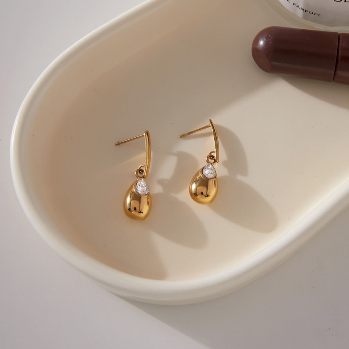 Stainless Steel Waterdrop Zirconia Earrings