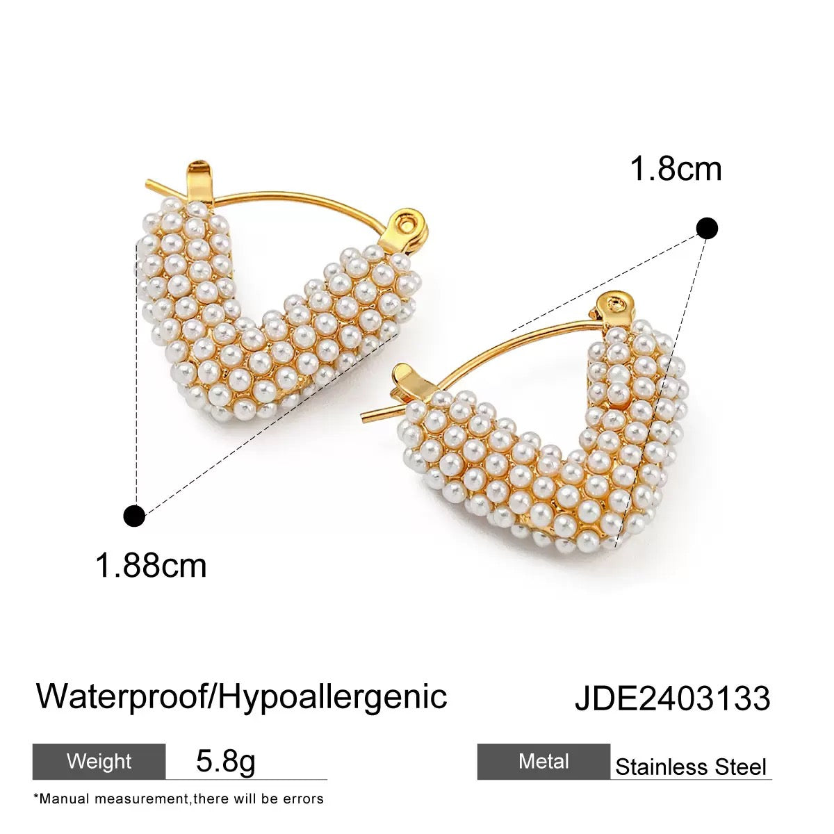 Gold - Pearl Studded Hoop Earrings