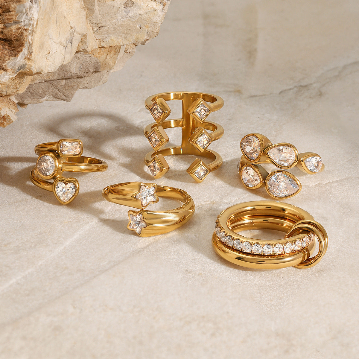 Stainless Steel Cubic Zirconia Ring