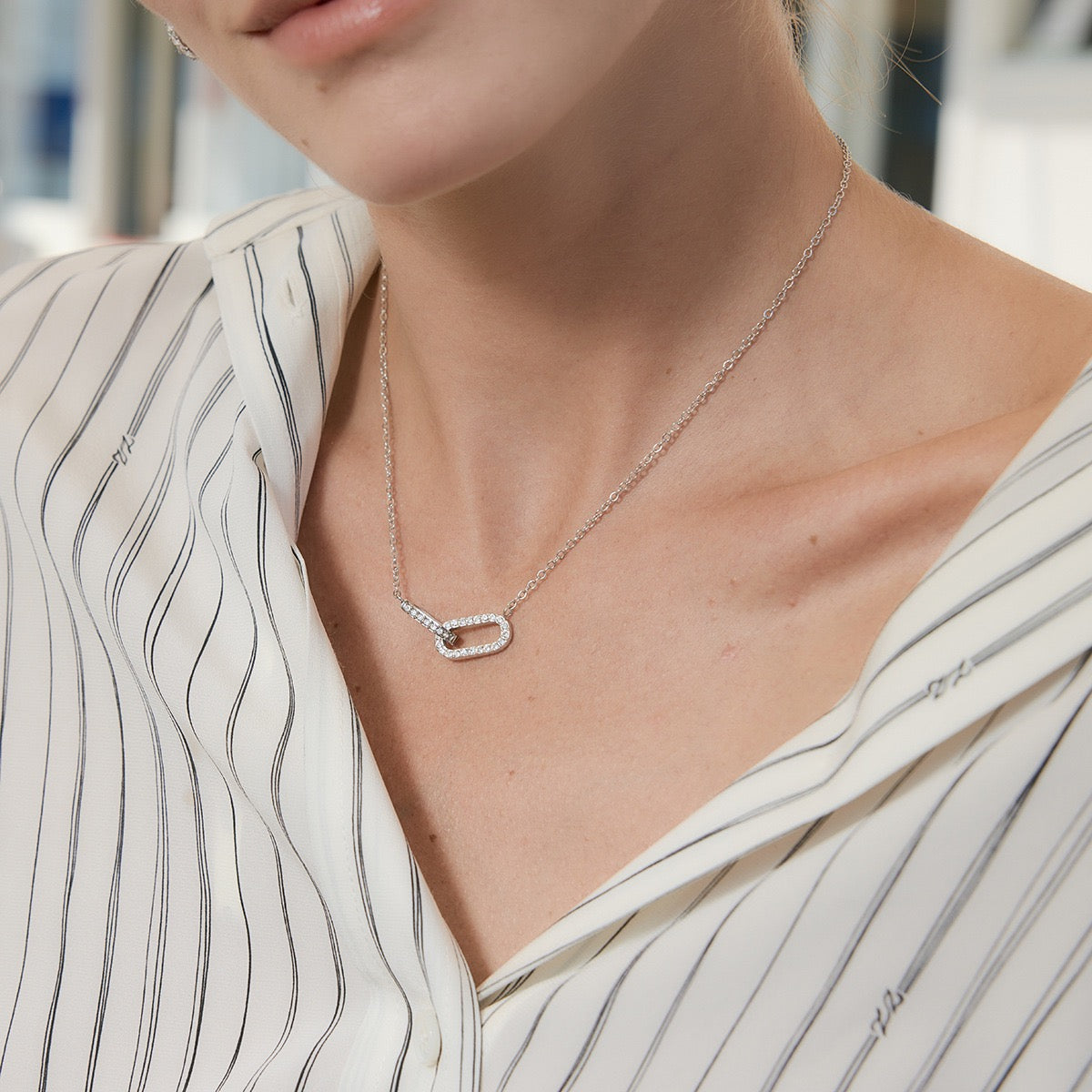 Interlocking Heart Necklace with Sparkling CZ Crystals | Gold Plated Romantic Jewelry Gift for Women