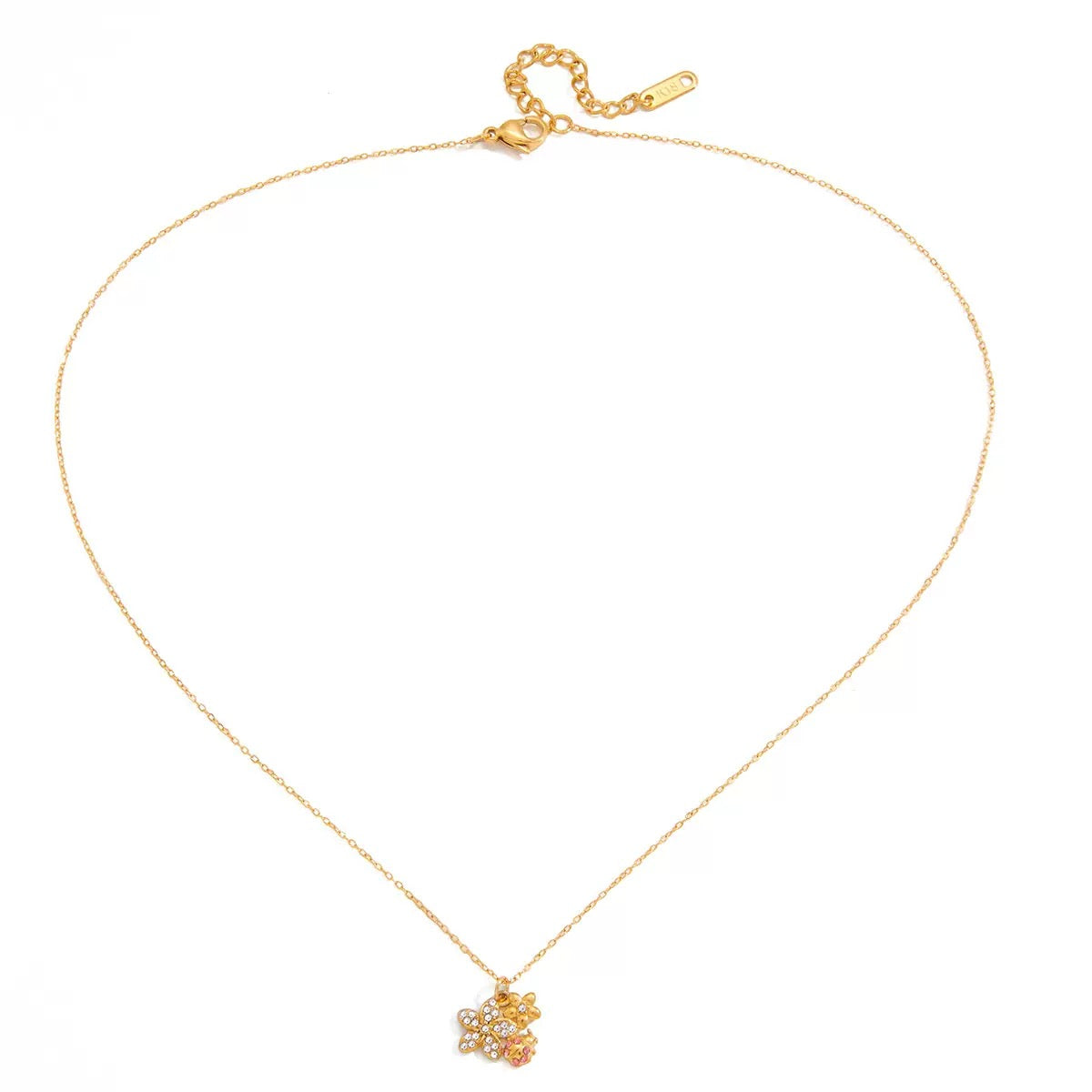 Dainty Gold Layered Necklace with Floral Pendants – Elegant Flower Charm Necklace for Women