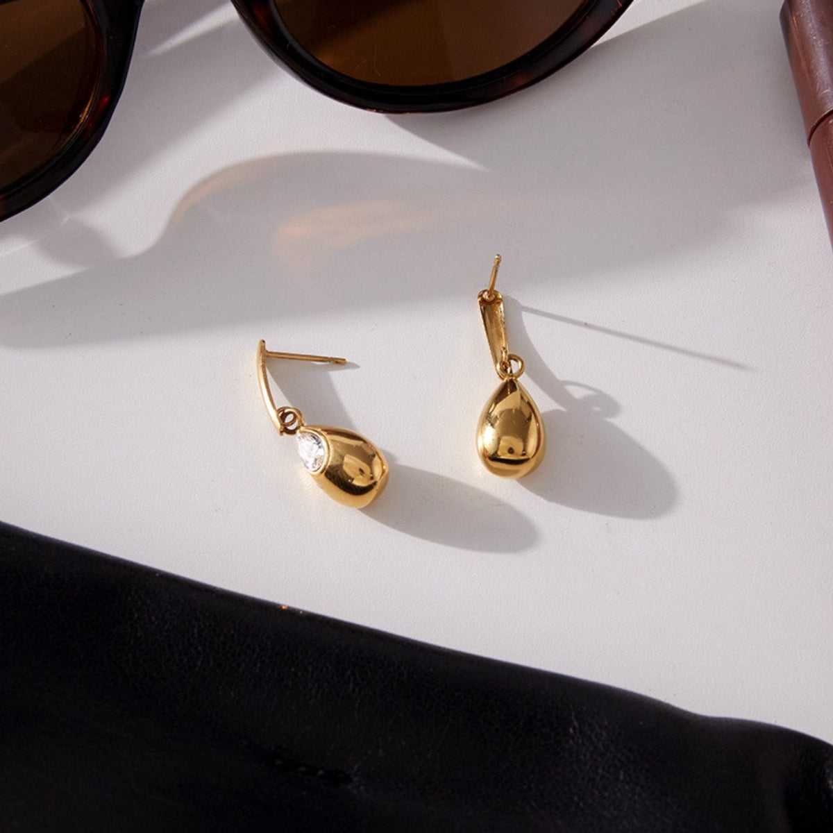 Stainless Steel Waterdrop Zirconia Earrings