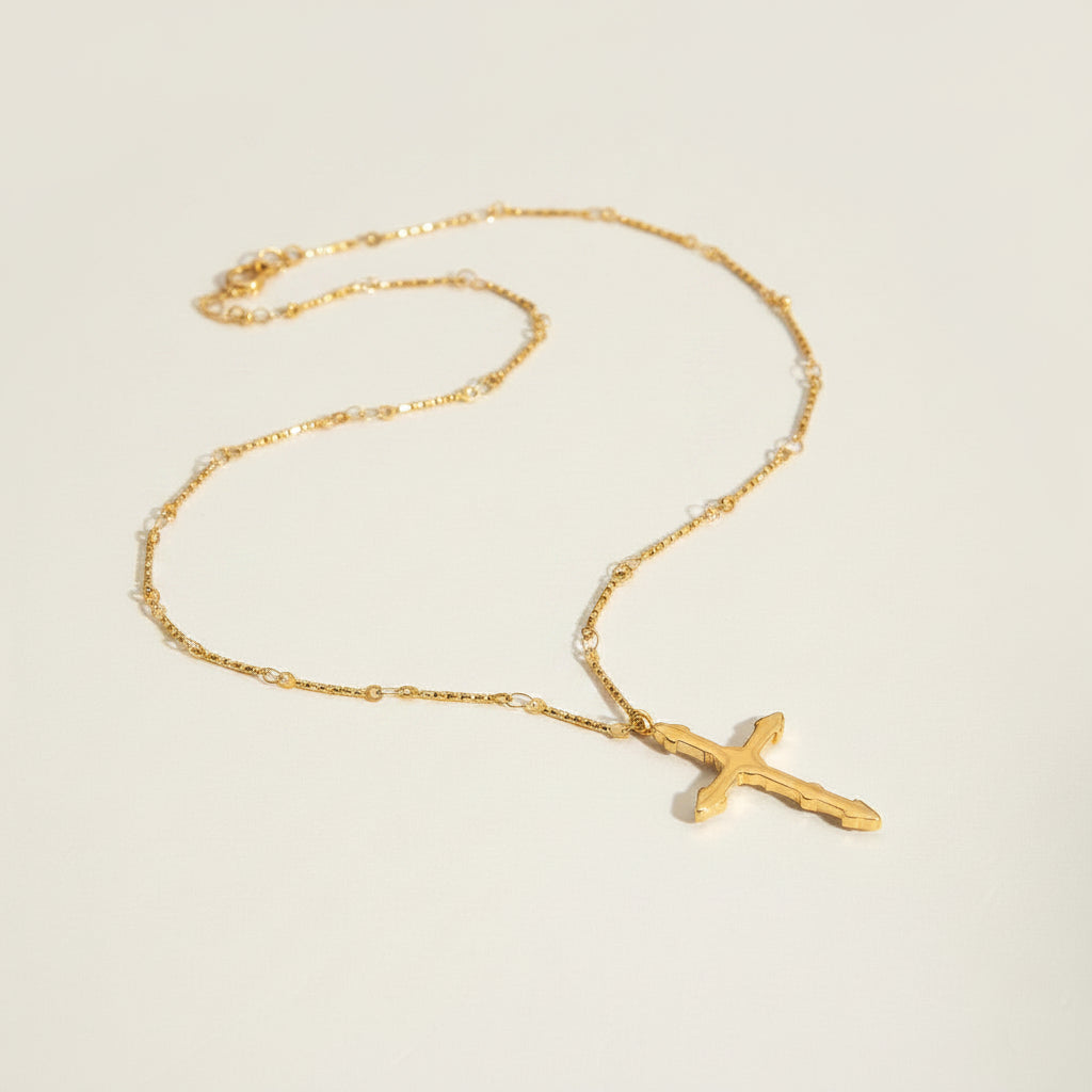 18K Gold Plated CZ Cross Necklace for Women – Elegant Sparkling Christian Pendant Jewelry Gift