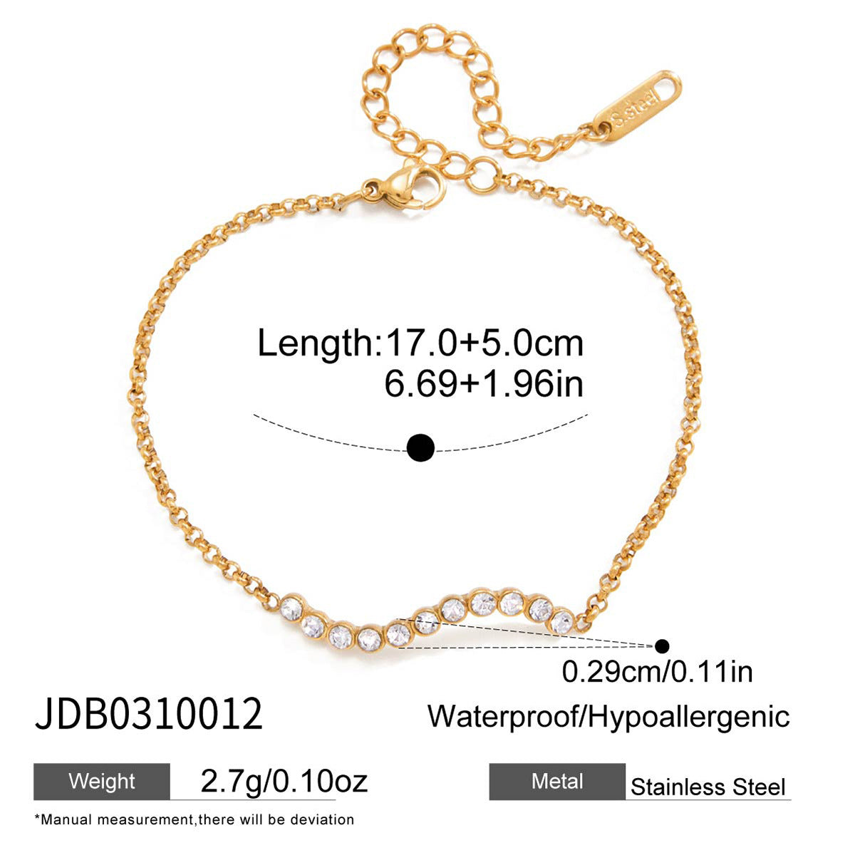Gold Layered Chain Bracelet Set – Crystal Heart Pendant Bracelet for Women