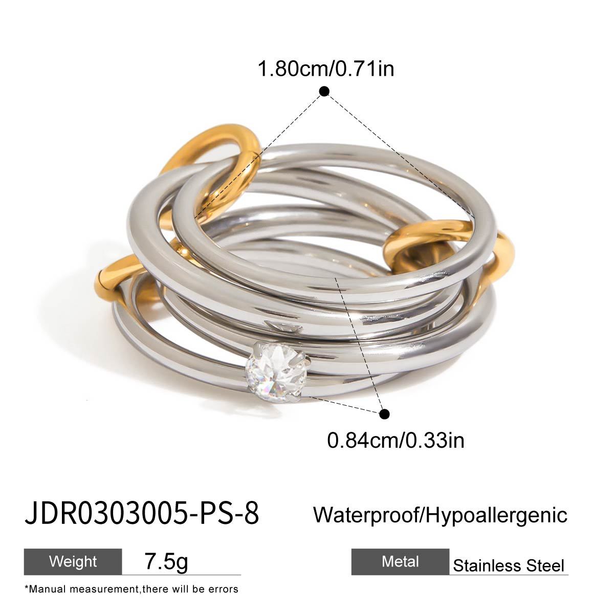 Gold-Tone Multi-Ring Set – Pearl, Zirconia, Stackable Fashion Rings for Women