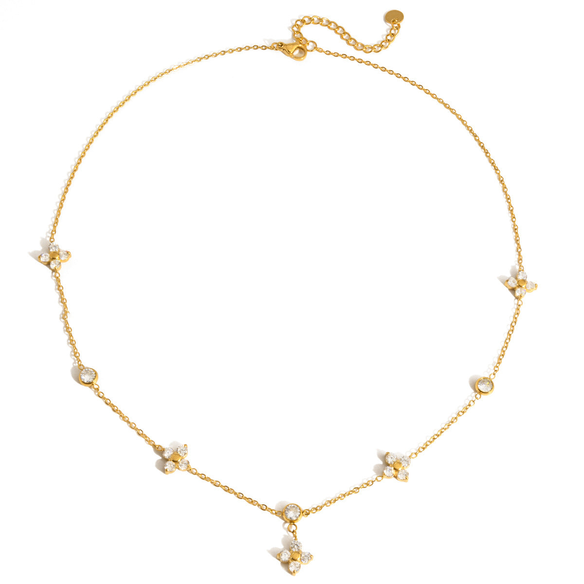 Delicate Flower - Shaped Diamond Necklace for Women