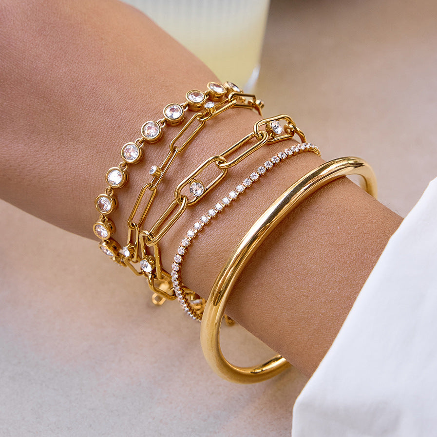 Stackable Gold - Tone Bracelets with Crystals