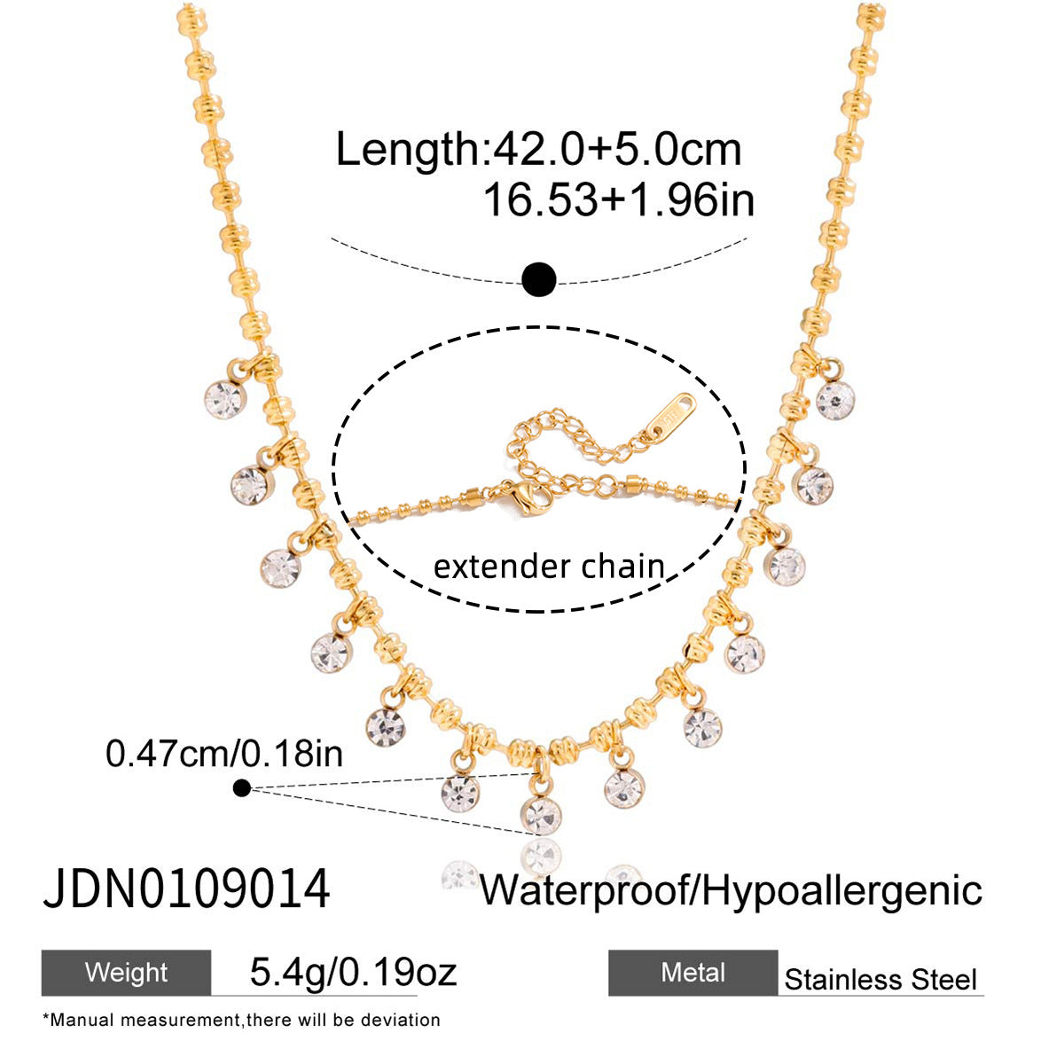Dainty Gold - Filled Choker Necklace with Sparkling Cubic Zirconia Pendants