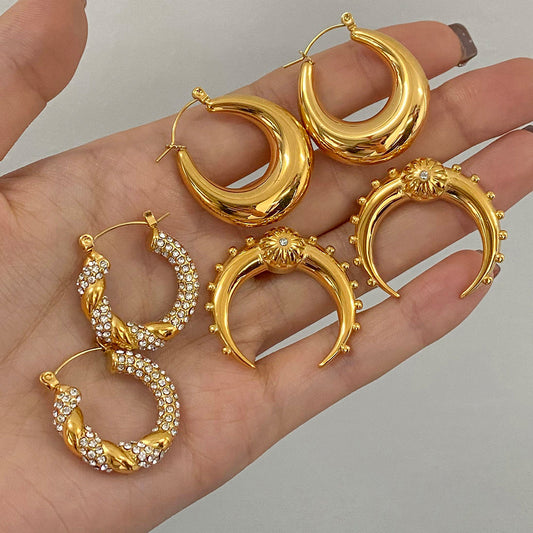 Stainless Steel Double C Hoop Earrings