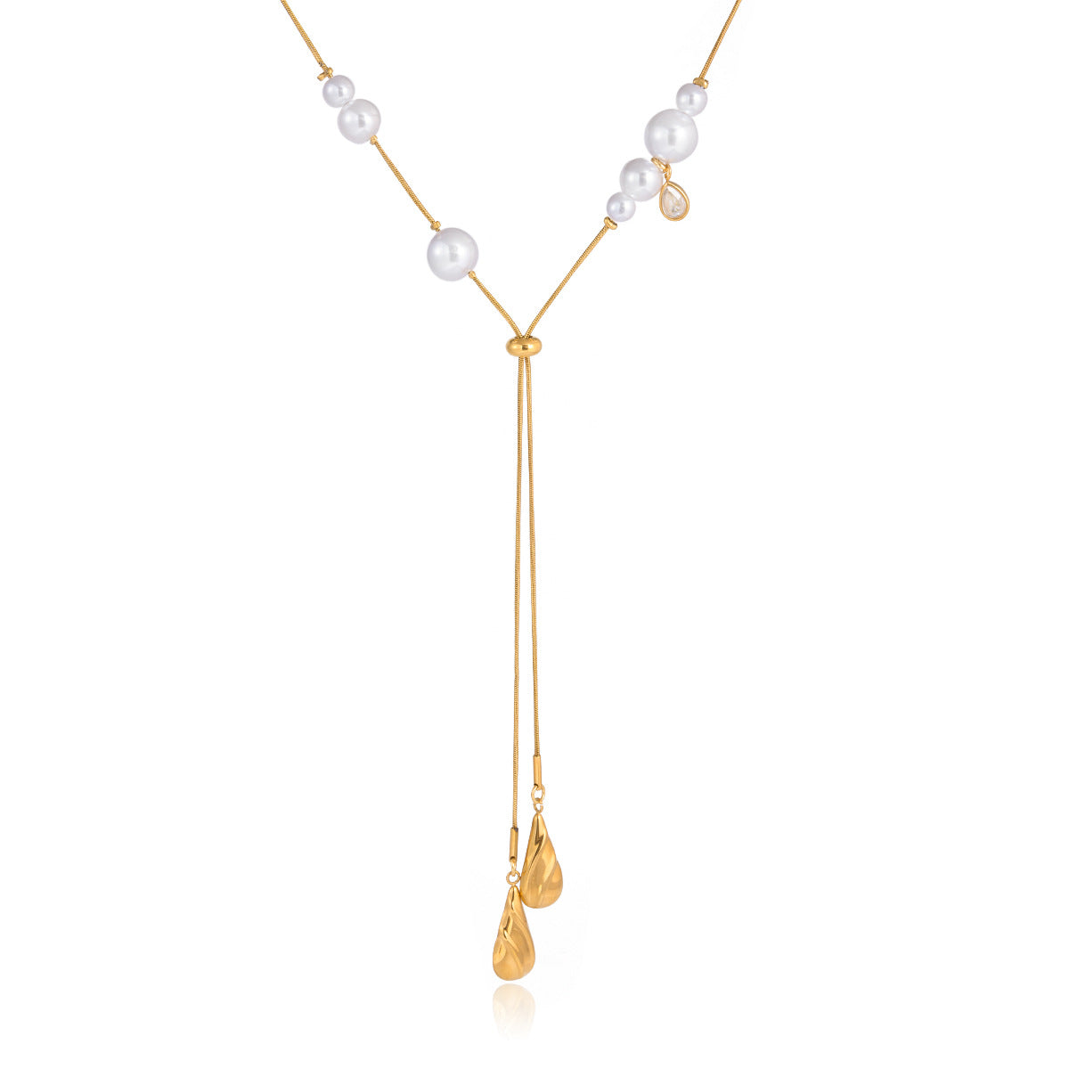 Elegant Pearl and Gold - Tone Y - Necklace for Women