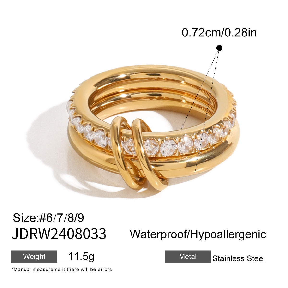 Gold-Tone Multi-Ring Set – Pearl, Zirconia, Stackable Fashion Rings for Women