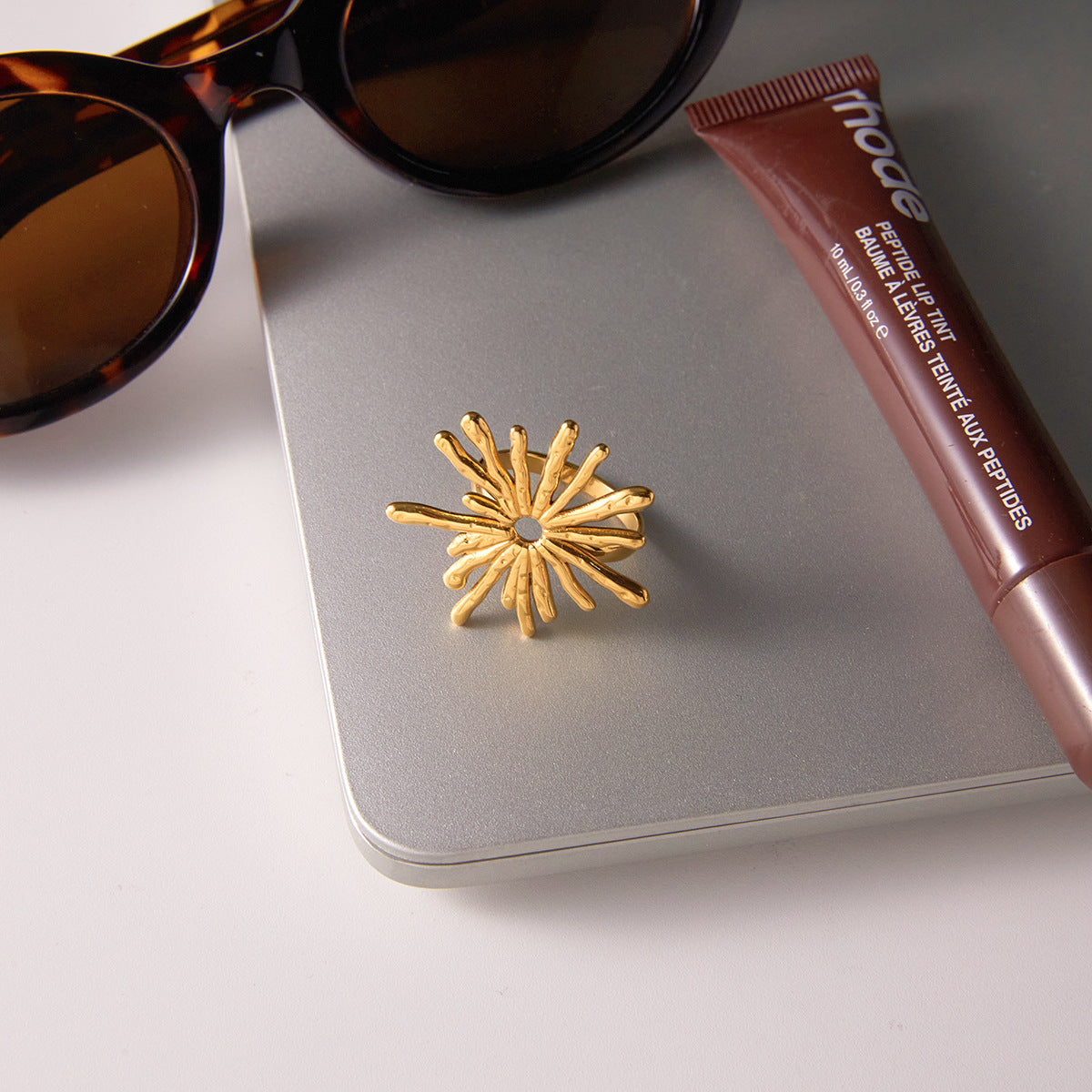 Bohemian Ocean-Inspired Stackable Rings – Star, Snake & Sunflower Designs, Gold-Tone Metal Jewelry for Women