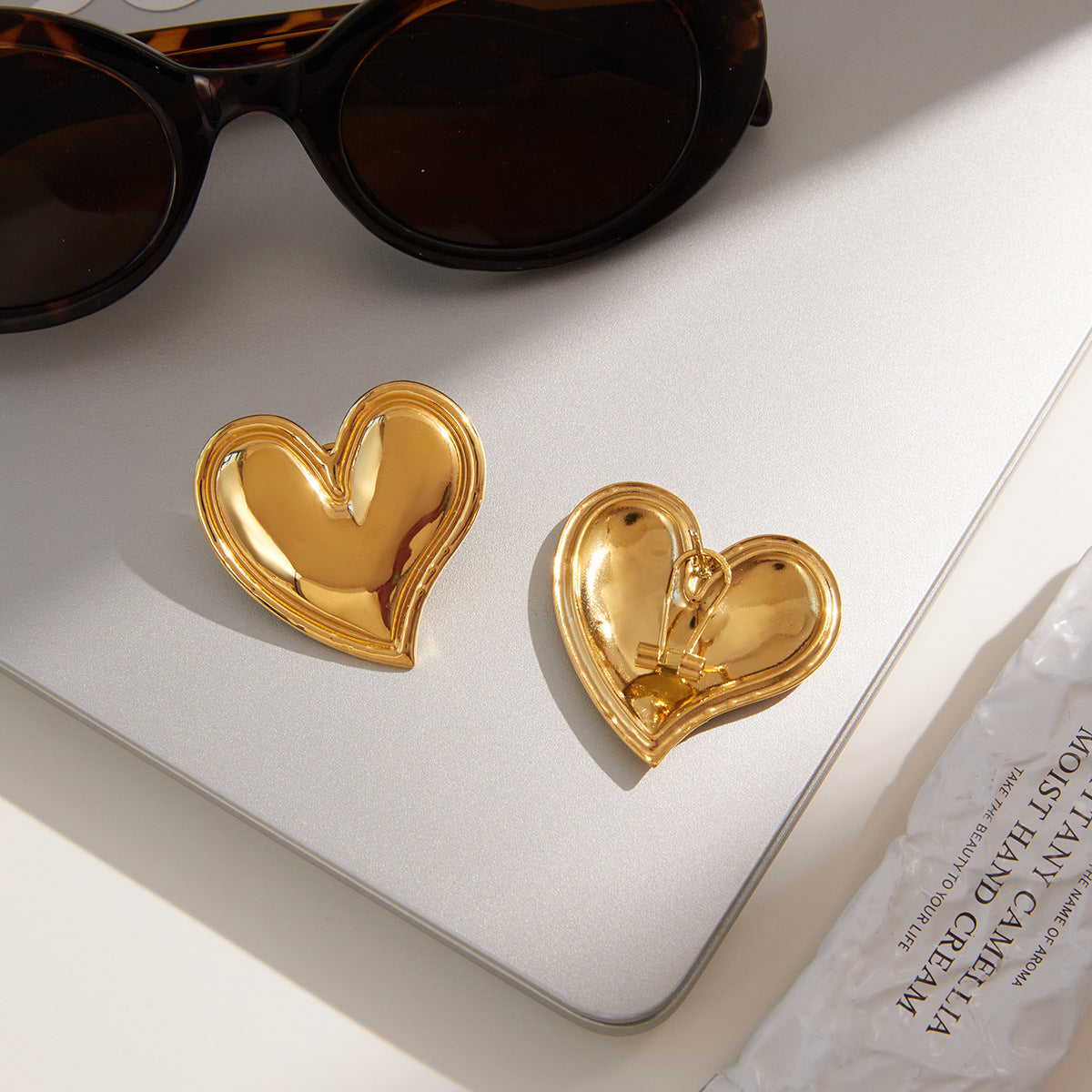 Stainless Steel Heart Stud Earrings