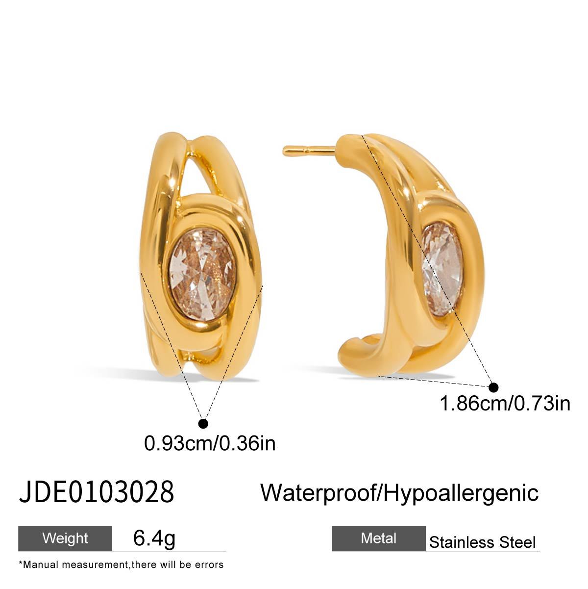 Stainless Steel Zircon Stud Earrings