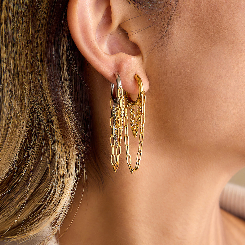 Titanium Steel Tassel Earrings