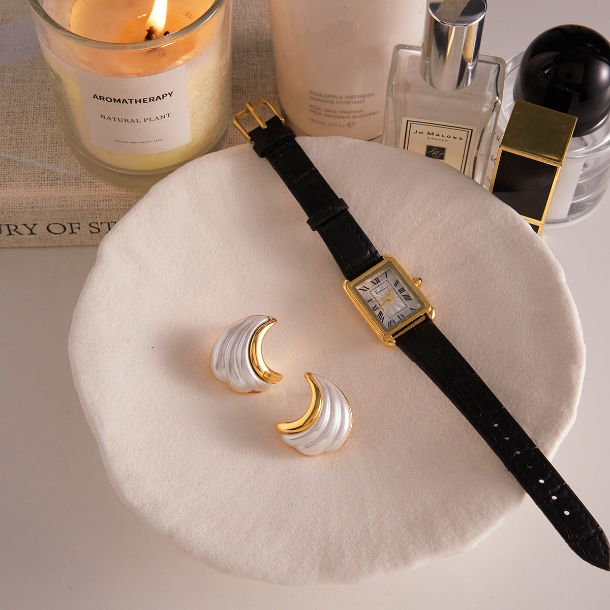 Titanium Steel Resin Pearl Earrings