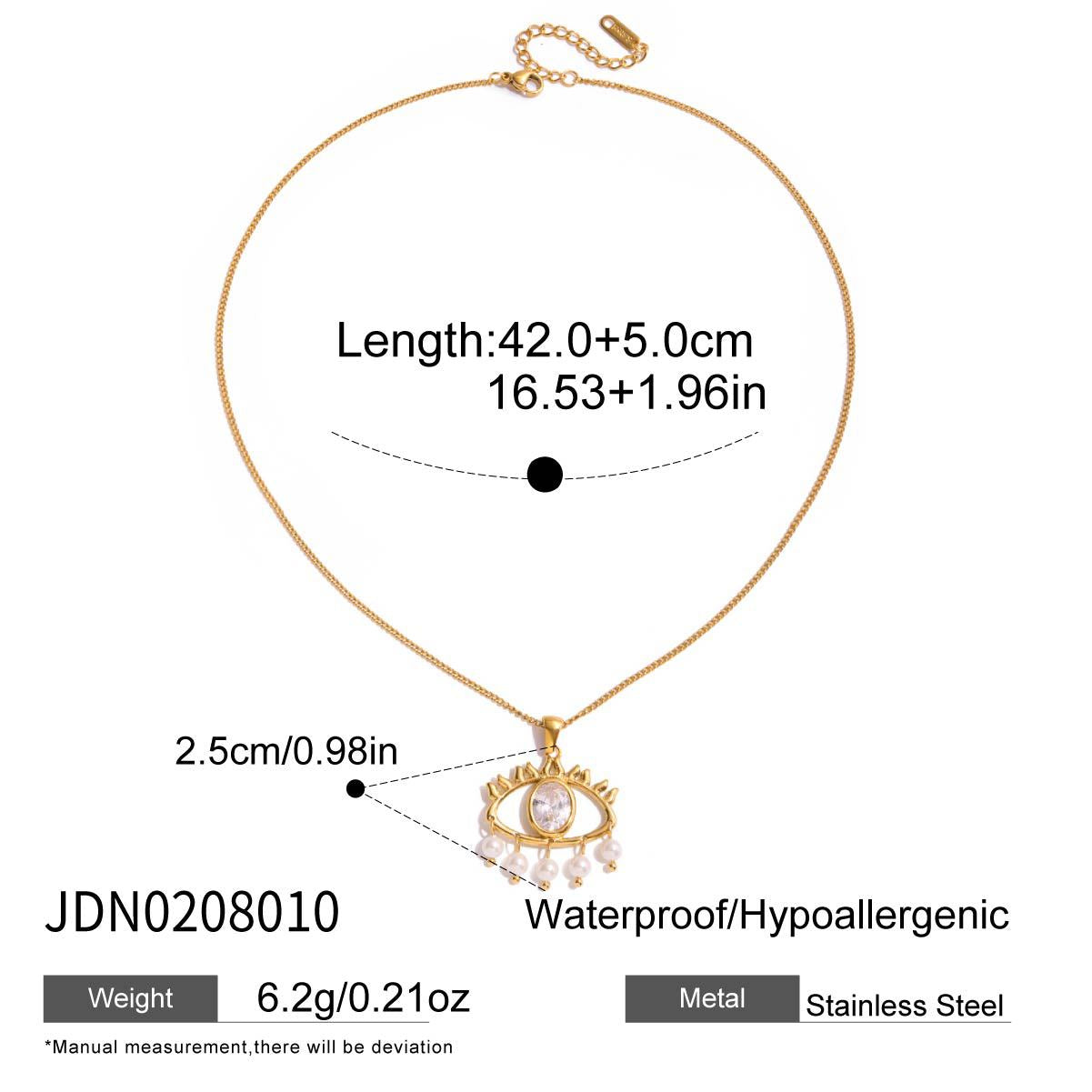 Golden Eye - Shaped Pendant Necklace with Sparkling Crystals