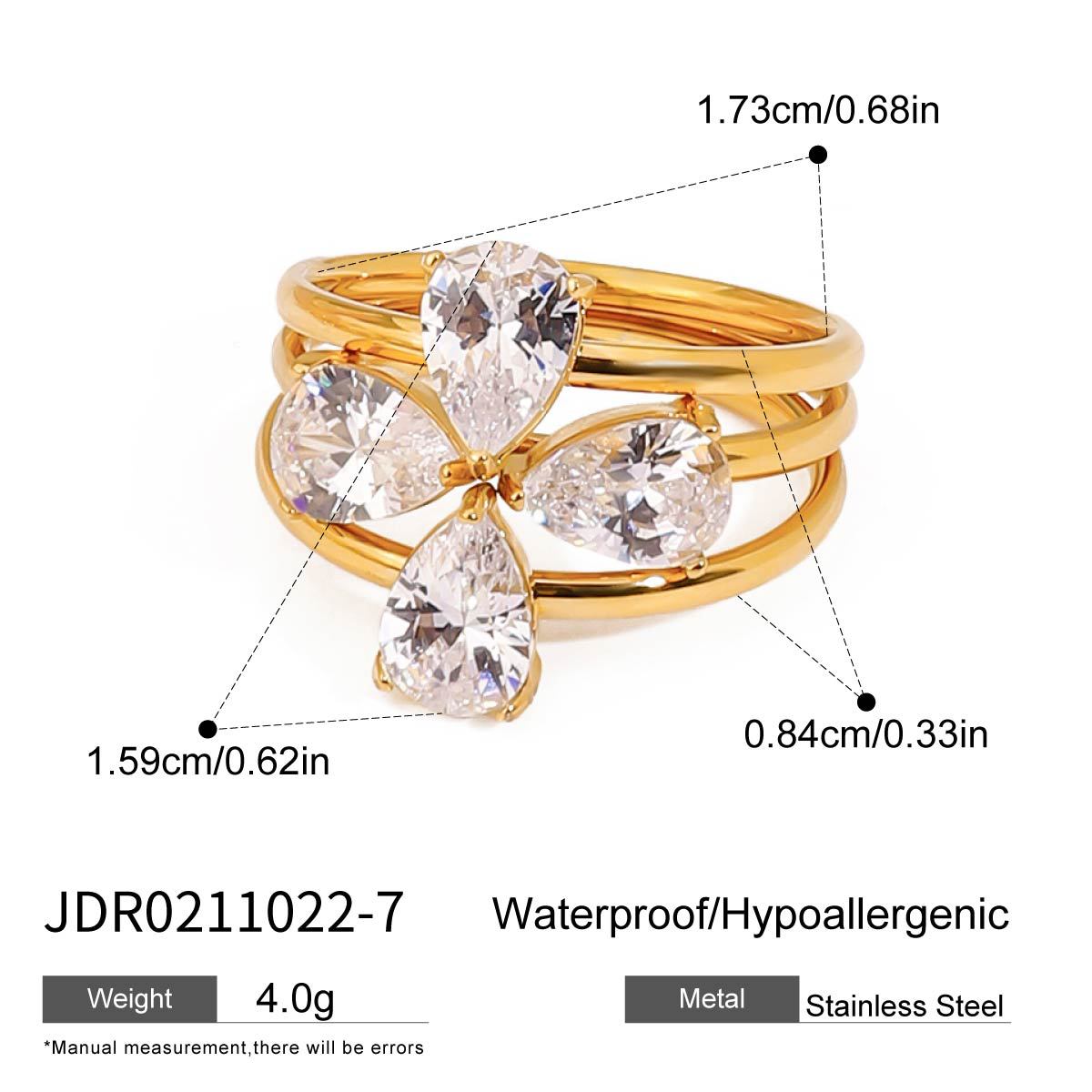 Bohemian Gold Stackable Rings – Mixed Shapes Cubic Zirconia Statement Ring Set for Women