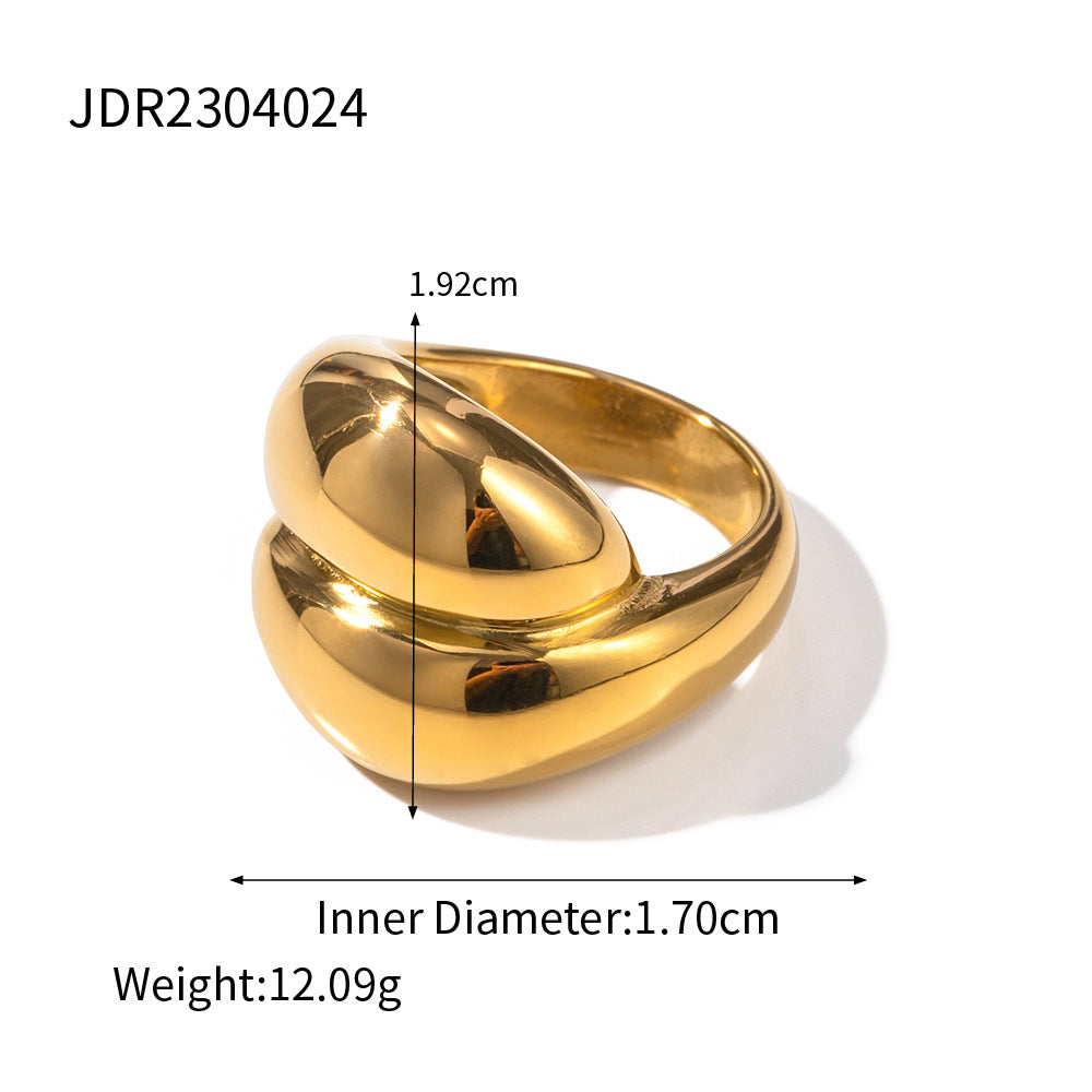 Gold & Silver Stackable Rings – Wide Textured Band, Wave Ring & Geometric Square Ring for Women