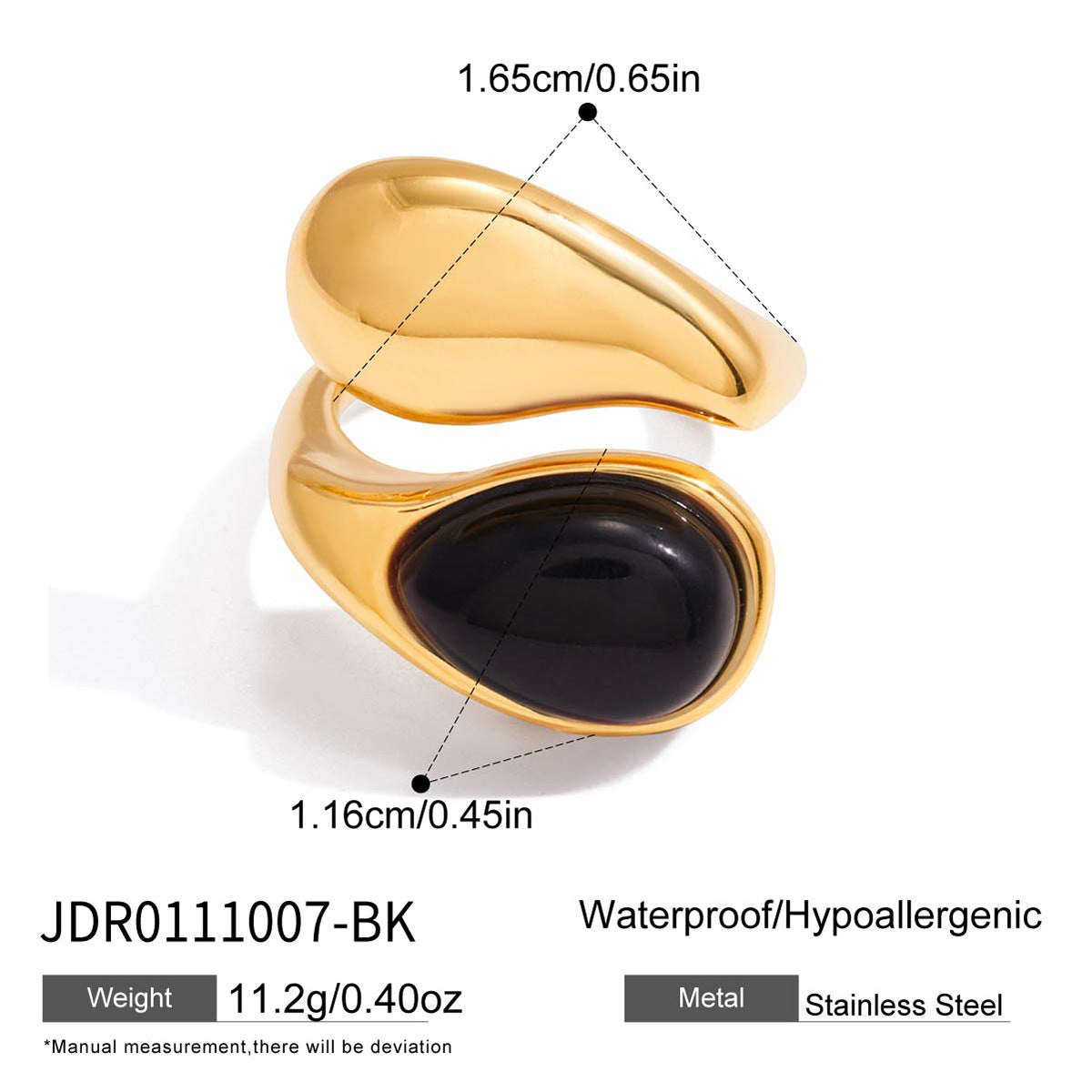 Asymmetric Two-Stone Ring – Green Jade, Mother-of-Pearl Ring for Women