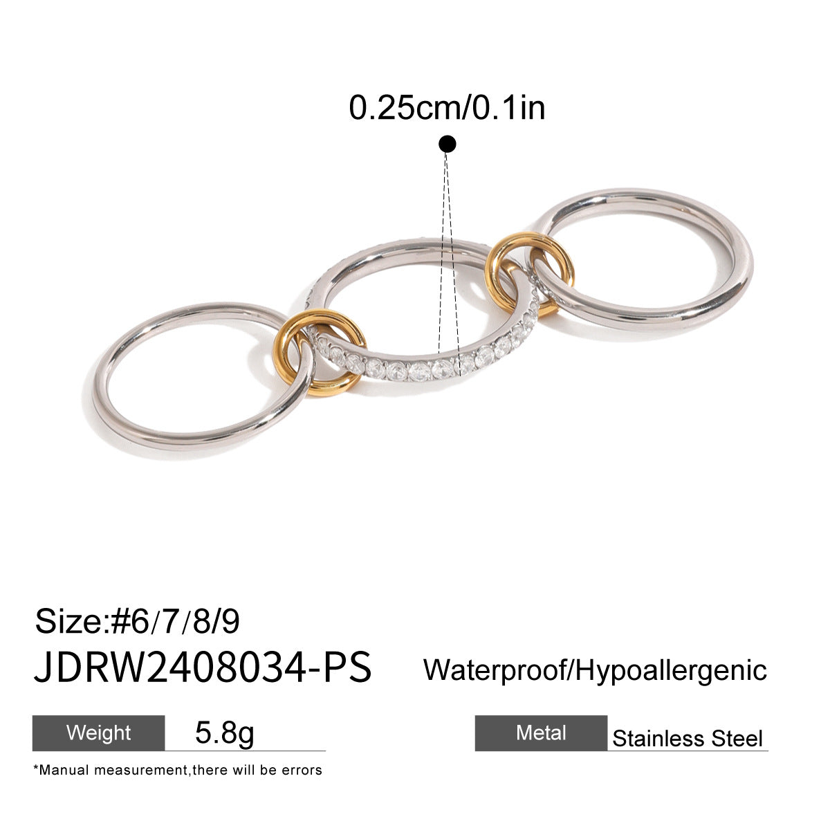 Gold-Tone Multi-Ring Set – Pearl, Zirconia, Stackable Fashion Rings for Women