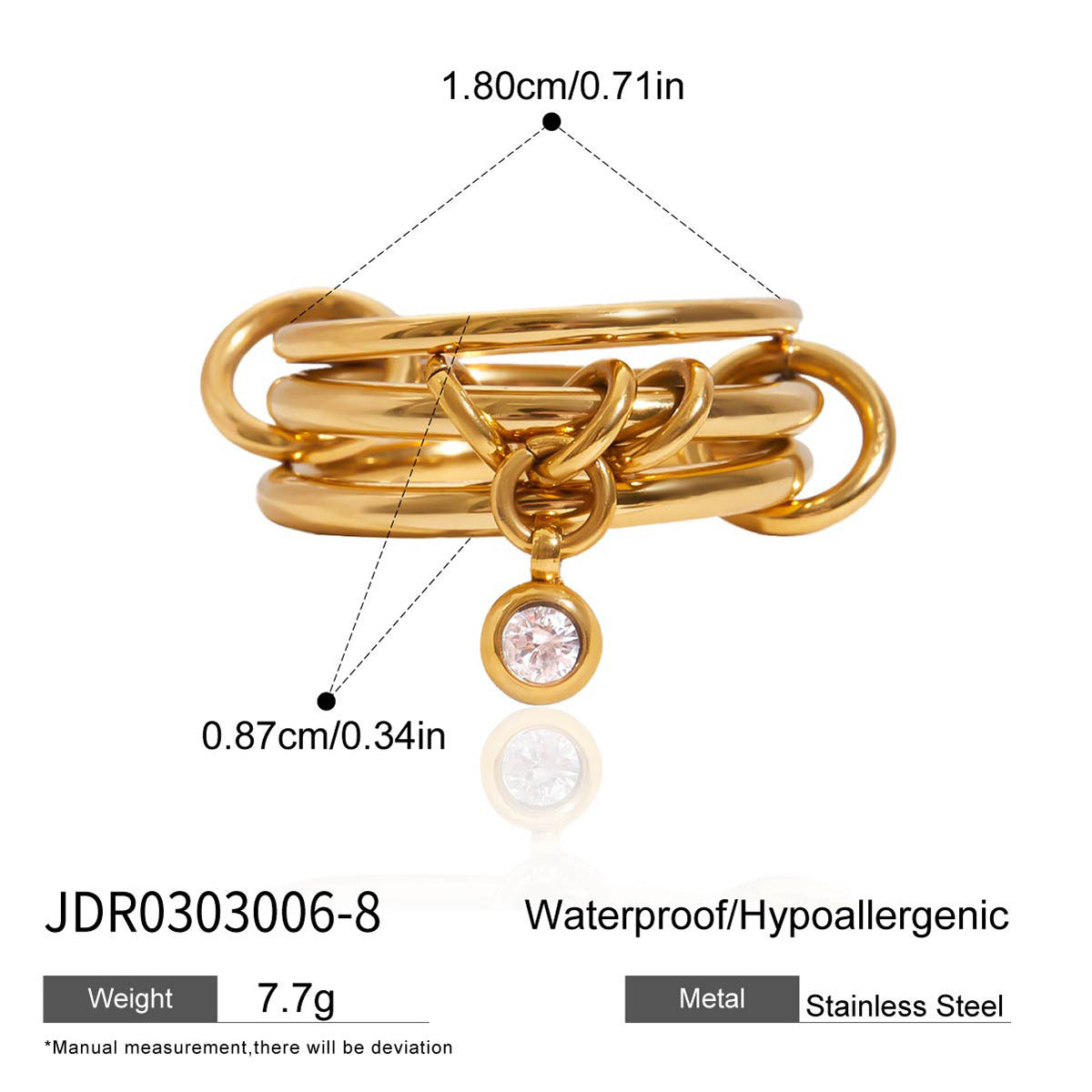 Gold-Tone Multi-Ring Set – Pearl, Zirconia, Stackable Fashion Rings for Women