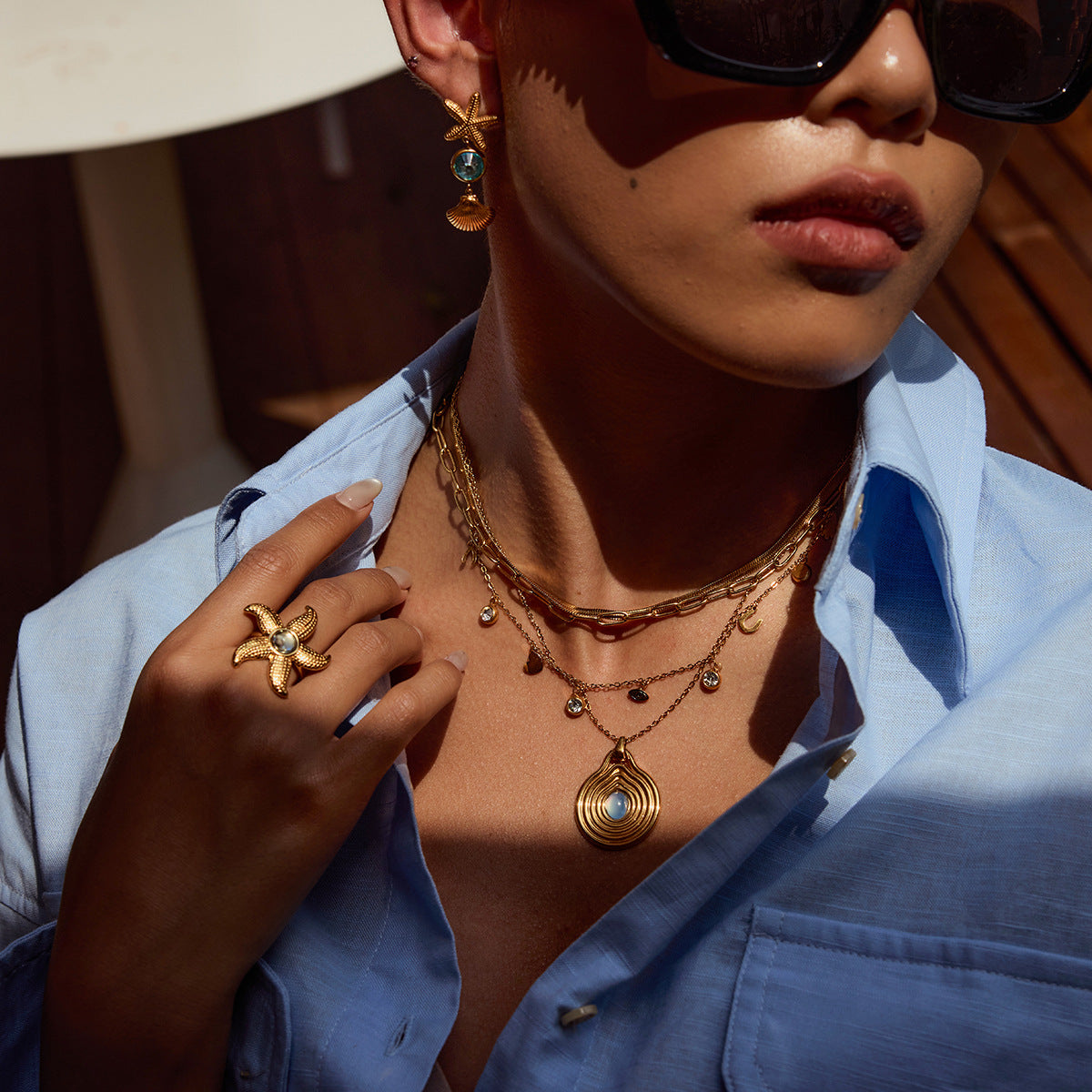 Elegant Gold - toned Necklaces with Colorful Gemstone Pendants