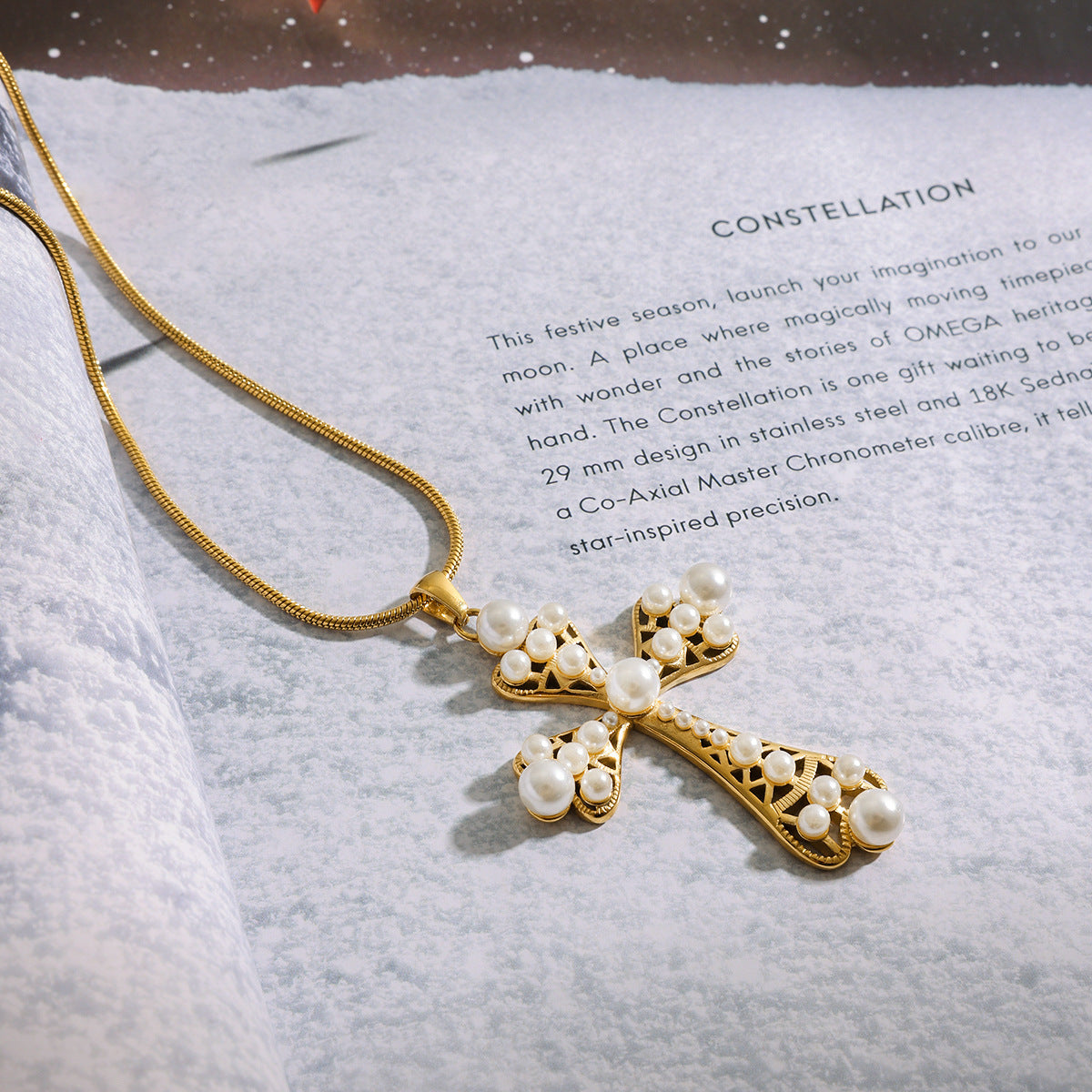 Stainless Steel Pearl Rosary Necklace