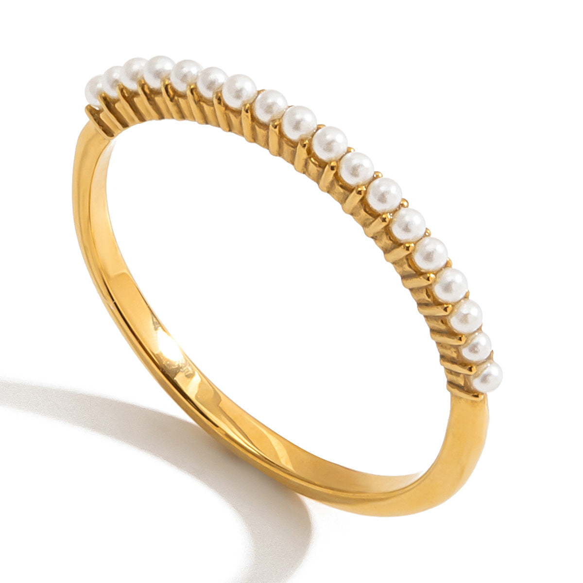 Vintage Gold Ring – Hollow Carved Pearl Cocktail Ring for Women
